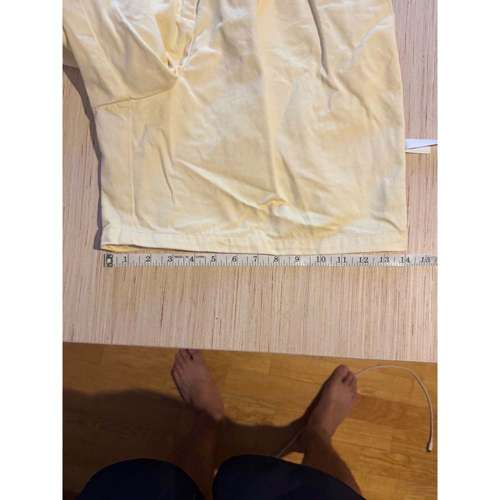 Lauren Ralph Lauren Yellow Pleated High Waisted Cotton Shorts 12 26 - Picture 7 of 7